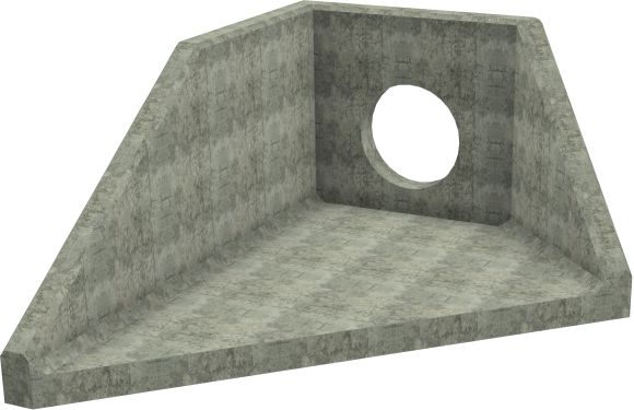 AH12C A LH Angled Headwall - 600mm ID pipe - 150mm Invert Level render