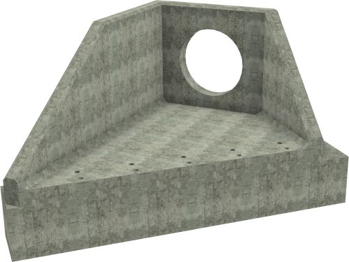 AH12C A LH Angled Headwall - 750mm ID pipe - 150mm Invert Level + 500 x 500mm Toe render