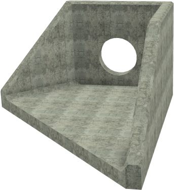 AH12C A RH Angled Headwall - 525mm ID pipe - 150mm Invert Level render