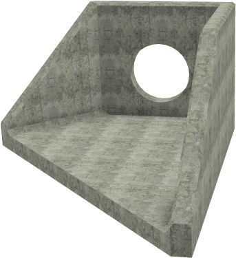 AH12C A RH Angled Headwall - 600mm ID pipe - 150mm Invert Level render