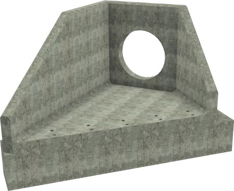 AH12C B LH Angled Headwall - 825mm ID pipe - 150mm Invert Level + 500 x 500mm Toe render