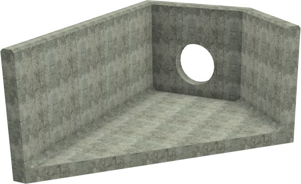 AH12C D LH Angled Headwall - 525mm ID pipe - 150mm Invert Level render