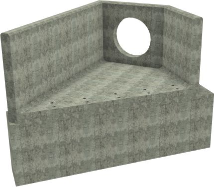 AH12C D LH Angled Headwall - 750mm ID pipe - 150mm Invert Level + 1000 x 500mm Toe render