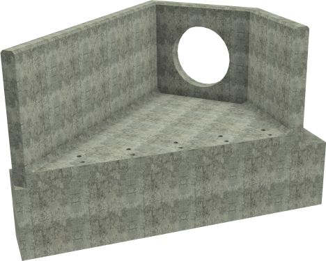 AH12C D LH Angled Headwall - 750mm ID pipe - 150mm Invert Level + 750 x 500mm Toe render