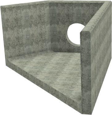 AH12C D RH Angled Headwall - 525mm ID pipe - 150mm Invert Level render