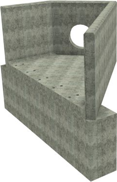 AH12C D RH Angled Headwall - 525mm ID pipe - 150mm Invert Level + 1000 x 500mm Toe render