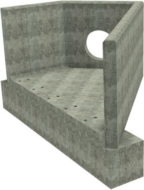 AH12C D RH Angled Headwall - 525mm ID pipe - 150mm Invert Level + 500 x 500mm Toe render