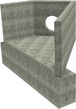 AH12C D RH Angled Headwall - 525mm ID pipe - 150mm Invert Level + 750 x 500mm Toe render