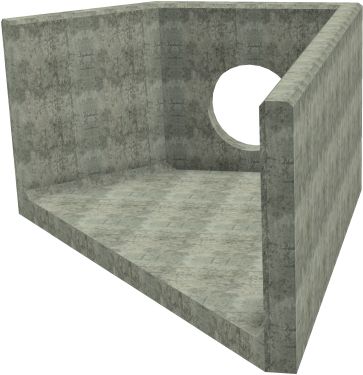AH12C D RH Angled Headwall - 600mm ID pipe - 150mm Invert Level render