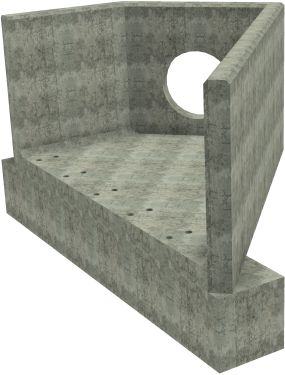 AH12C D RH Angled Headwall - 600mm ID pipe - 150mm Invert Level + 500 x 500mm Toe render