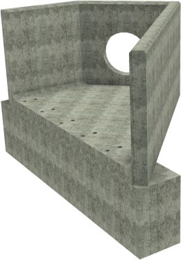 AH12C D RH Angled Headwall - 600mm ID pipe - 150mm Invert Level + 750 x 500mm Toe render