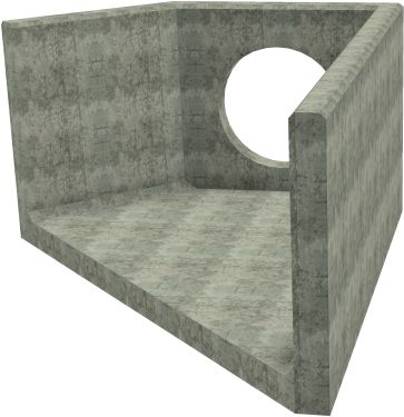 AH12C D RH Angled Headwall - 750mm ID pipe - 150mm Invert Level render
