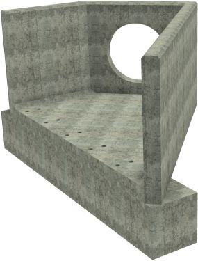 AH12C D RH Angled Headwall - 750mm ID pipe - 150mm Invert Level + 500 x 500mm Toe render