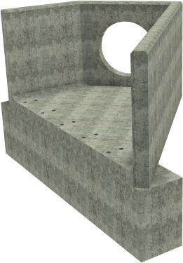 AH12C D RH Angled Headwall - 750mm ID pipe - 150mm Invert Level + 750 x 500mm Toe render