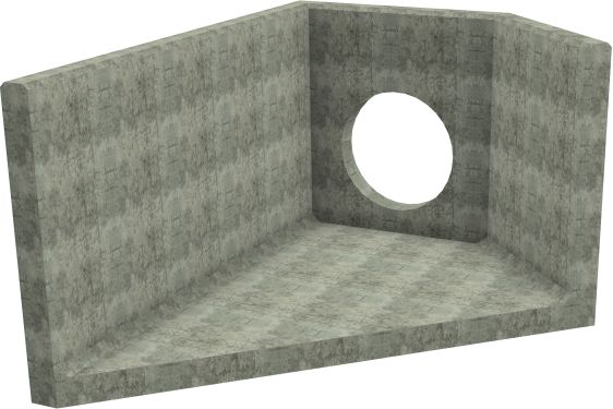 AH12C E LH Angled Headwall - 750mm ID pipe - 150mm Invert Level render