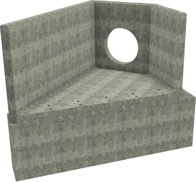 AH12C E LH Angled Headwall - 750mm ID pipe - 150mm Invert Level + 1000 x 500mm Toe render