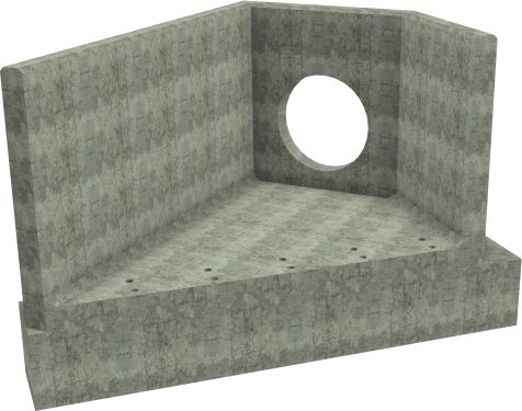 AH12C E LH Angled Headwall - 750mm ID pipe - 150mm Invert Level + 500 x 500mm Toe render