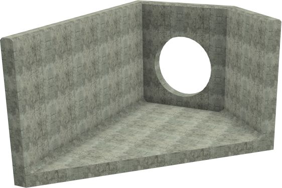 AH12C E LH Angled Headwall - 825mm ID pipe - 150mm Invert Level render