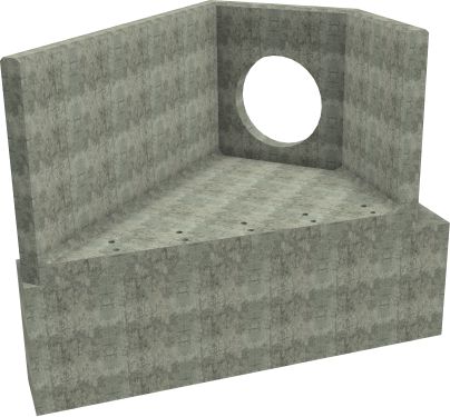 AH12C E LH Angled Headwall - 825mm ID pipe - 150mm Invert Level + 1000 x 500mm Toe render