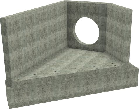 AH12C E LH Angled Headwall - 825mm ID pipe - 150mm Invert Level + 500 x 500mm Toe render