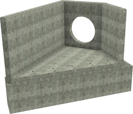 AH12C E LH Angled Headwall - 825mm ID pipe - 150mm Invert Level + 750 x 500mm Toe render