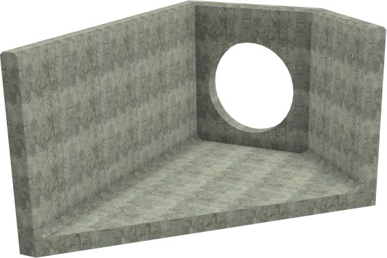 AH12C E LH Angled Headwall - 900mm ID pipe - 150mm Invert Level render
