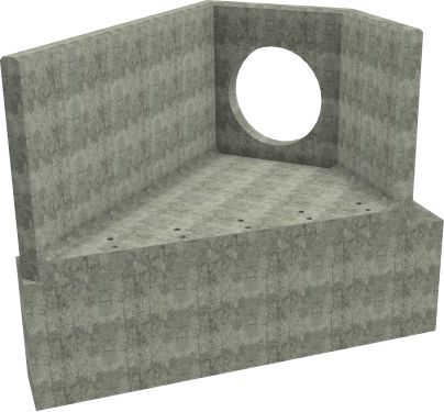 AH12C E LH Angled Headwall - 900mm ID pipe - 150mm Invert Level + 1000 x 500mm Toe render