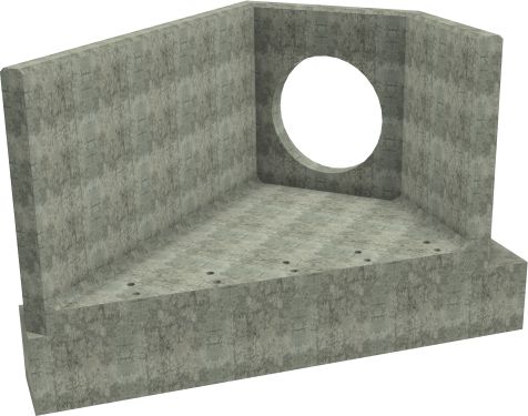 AH12C E LH Angled Headwall - 900mm ID pipe - 150mm Invert Level + 500 x 500mm Toe render