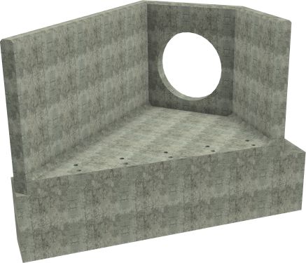 AH12C E LH Angled Headwall - 900mm ID pipe - 150mm Invert Level + 750 x 500mm Toe render