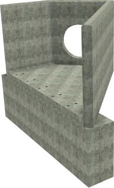 AH12C E RH Angled Headwall - 750mm ID pipe - 150mm Invert Level + 1000 x 500mm Toe render