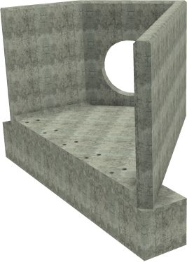AH12C E RH Angled Headwall - 750mm ID pipe - 150mm Invert Level + 500 x 500mm Toe render