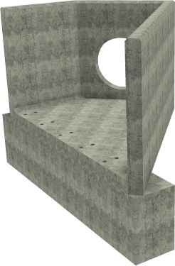AH12C E RH Angled Headwall - 750mm ID pipe - 150mm Invert Level + 750 x 500mm Toe render