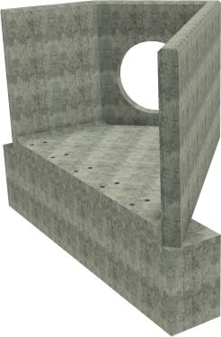 AH12C E RH Angled Headwall - 825mm ID pipe - 150mm Invert Level + 750 x 500mm Toe render