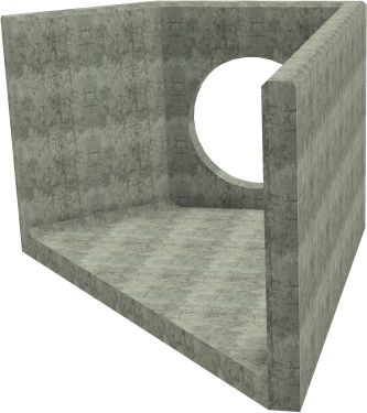 AH12C E RH Angled Headwall - 900mm ID pipe - 150mm Invert Level render