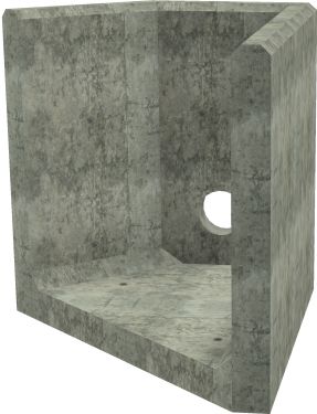 AH4C F RH Angled Headwall - 150mm ID pipe - 100mm Invert Level render