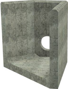 AH4C F RH Angled Headwall - 225mm ID pipe - 100mm Invert Level render