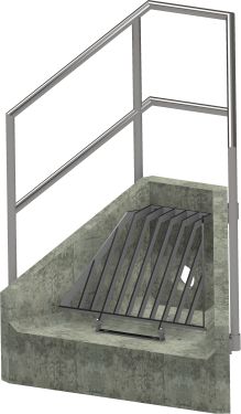 H3C Headwall - 150mm ID pipe - 100mm Invert Level + Cranked Grating + 3 Sided Kee Klamp render