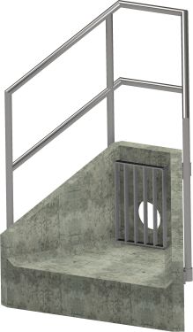 H3C Headwall - 225mm ID pipe - 100mm Invert Level + Close Coupled Grating + 3 Sided Kee Klamp render