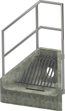 H3C Headwall - 225mm ID pipe - 100mm Invert Level + Cranked Grating + 3 Sided Kee Klamp render