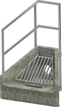 H3C Headwall - 225mm ID pipe - 100mm Invert Level + Sloped Grating + 3 Sided Kee Klamp render