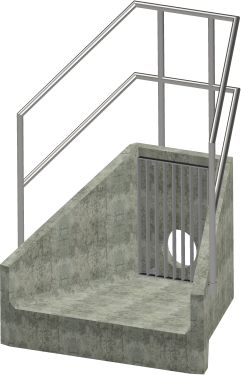 H6C A Headwall - 300mm ID pipe - 100mm Invert Level + Close Coupled Grating + 3 Sided Kee Klamp render