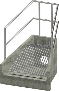 H6C A Headwall - 300mm ID pipe - 100mm Invert Level + Cranked Grating + 3 Sided Kee Klamp render