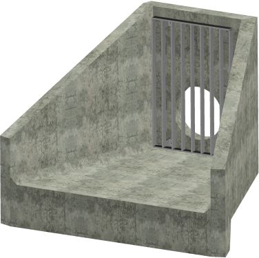 H6C A Headwall - 375mm ID pipe - 100mm Invert Level + Close Coupled Grating render