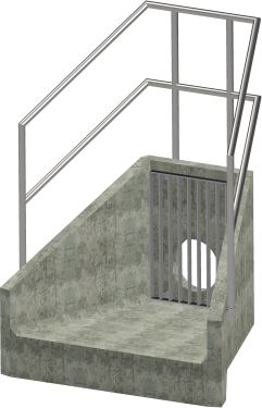 H6C A Headwall - 375mm ID pipe - 100mm Invert Level + Close Coupled Grating + 3 Sided Kee Klamp render