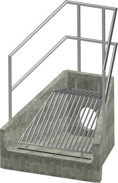 H6C A Headwall - 375mm ID pipe - 100mm Invert Level + Cranked Grating + 3 Sided Kee Klamp render