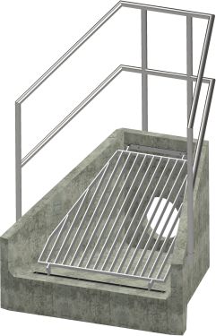 H6C A Headwall - 375mm ID pipe - 100mm Invert Level + Sloped Grating + 3 Sided Kee Klamp render