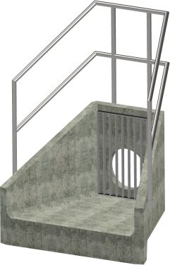 H6C A Headwall - 450mm ID pipe - 100mm Invert Level + Close Coupled Grating + 3 Sided Kee Klamp render