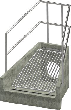 H6C A Headwall - 450mm ID pipe - 100mm Invert Level + Sloped Grating + 3 Sided Kee Klamp render