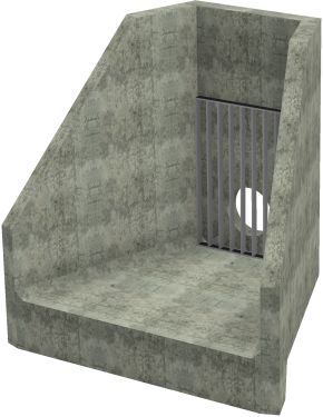 H6C B Headwall - 300mm ID pipe - 100mm Invert Level + Close Coupled Grating render