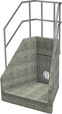 H6C B Headwall - 300mm ID pipe - 100mm Invert Level + Close Coupled Grating + 3 Sided Kee Klamp render